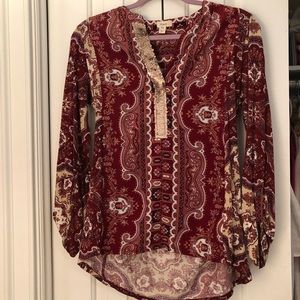 Anthropologie Sequin Paisley Top